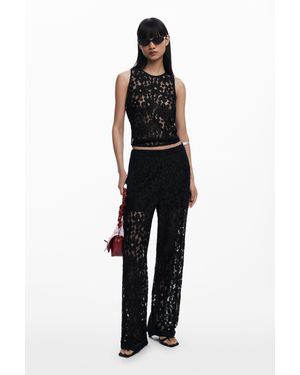 Desigual Pantalon En Dentelle - Noir