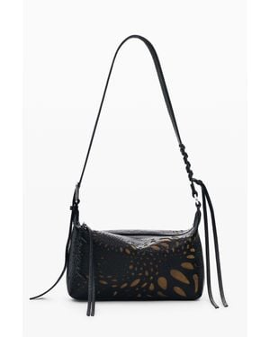Desigual Borsa Traforata Media, Poliuretano, Nero