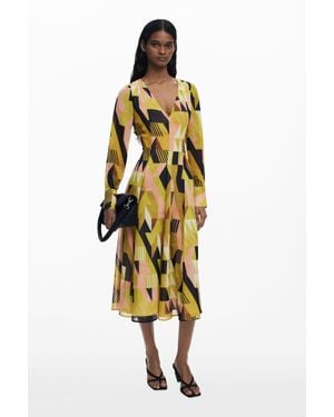 Desigual Robe Conçue Par Mr. Christian Lacroix, Femme, Polyester, Vert - Métallisé