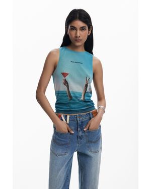 Desigual Débardeur Mer - Bleu