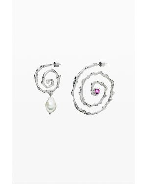 Desigual Orecchini A Spirale Irregolari Placcati Argento Zalio, Nero - Blu