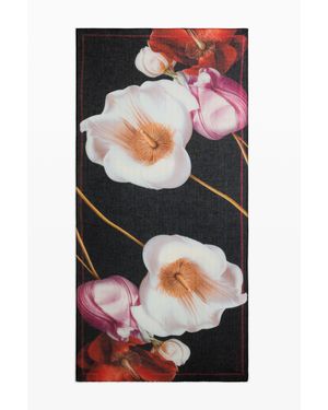 Desigual Foulard Stampato A Fiori, Poliestere, Nero