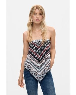 Desigual Foulard Triangulaire Imprimé, Viscose, Blanc