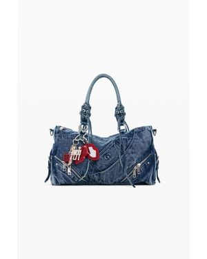 Desigual Borsa Media, Cotone, Blu