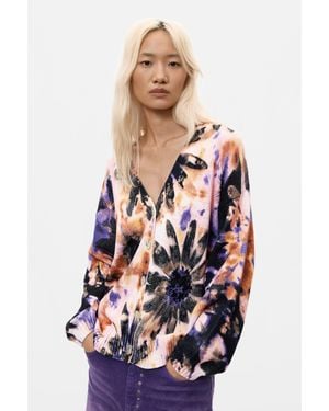 Desigual Pull Imprimé 100 Coton, Femme, Coton, Rouge - Blanc