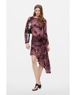 Desigual Robe En Maille À Manches Longues, Polyester, Rouge