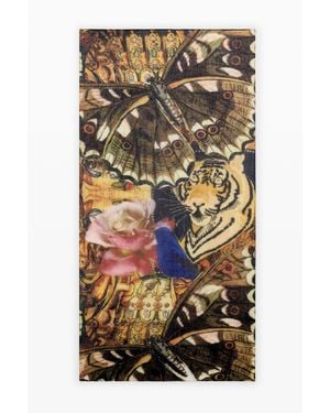 Desigual Foulard Rettangolare M C Lacroix, Poliestere, Marrone