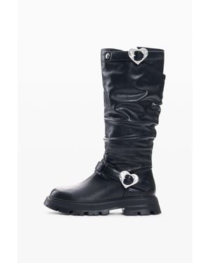 Desigual Stivali Biker Cuore, Poliuretano, Nero