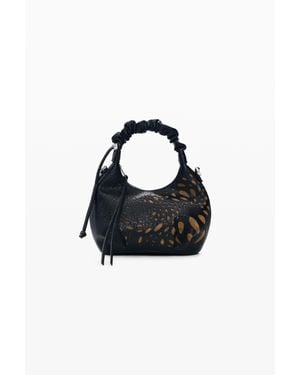 Desigual Petit Sac Perforé, Polyuréthane, Noir