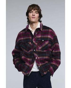 Desigual Veste À Carreaux Avec Poches, Homme, Rouge