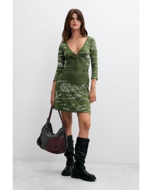Desigual Robe Courte À Imprimé Vintage, Femme, Vert