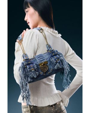 Desigual Petit Sac À Franges, Femme - Bleu
