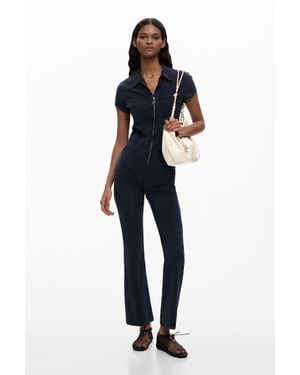 Desigual Combinaison Longue À Fermeture Éclair, Femme, Bleu