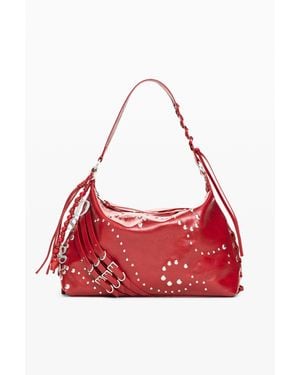 Desigual Borsa Media Effetto Pelle, Donna, Poliuretano, Rosso