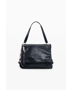 Desigual Zaino Effetto Pelle Medio, Poliuretano, Nero