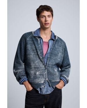 Desigual Veste Jacquard Dégradée, Homme, Noir - Bleu