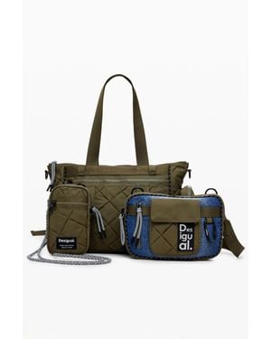 Desigual Borsa Voyager Bowling, Poliammide, Verde