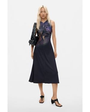 Desigual Robe En Maille Sans Manches, Femme, Polyester, Noir - Bleu