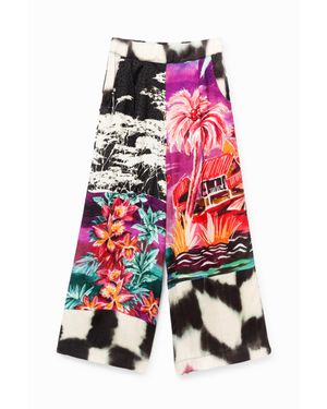 Desigual Jupe-Culotte À Inspiration Orientale Florale - Blanc
