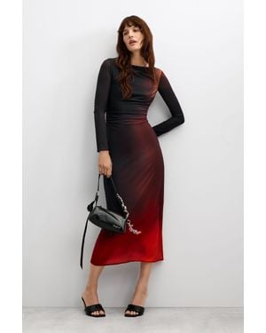 Desigual Vestito A Maniche Lunghe - Rosso