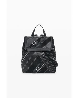 Desigual Petit Sac À Dos Avec Bretelles Et Fermetures Éclair - Noir