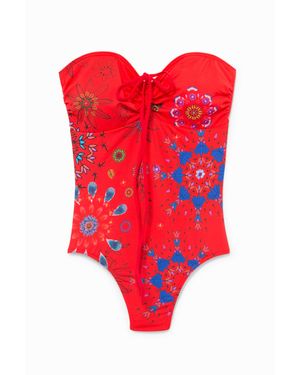 Desigual Maillot De Bain Imprimé Mandala Fleuri - Rouge