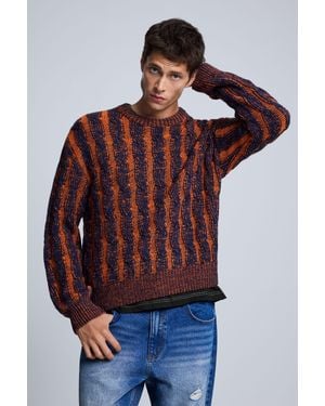 Desigual Pull Jacquard, Homme, Acrylique - Rouge