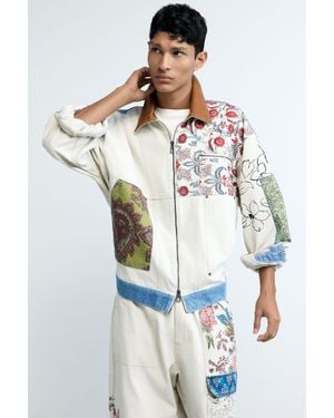 Desigual Cappotto Patchwork, Uomo, Cotone, Bianco