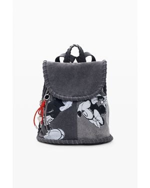Desigual Sac À Dos Moyen En Denim Mickey Mouse, Femme, Noir - Bleu