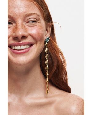 Desigual Orecchini Lunghi Giardino Zalio, Nero - Bianco