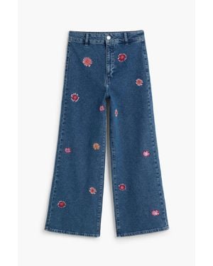 Desigual Pantaloni Di Jeans Stampati, Cotone, Blu