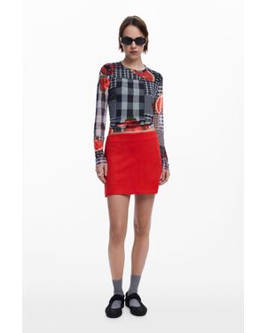 Desigual Jupe En Daim Mini - Rouge