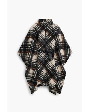 Desigual Poncho A Quadri, Donna, Poliestere - Nero
