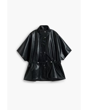 Desigual Poncho Effetto Pelle, Donna, Poliuretano, Nero