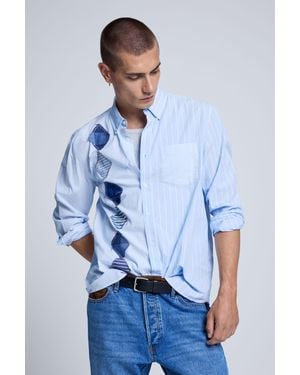 Desigual Camicia Rombi Cotone, Uomo, Cotone, Blu