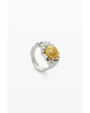 Desigual Bague Perle Plaqué Argent Zalio - Blanc