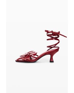 Desigual Sandalo Con Applicazioni Floreali, Donna, Poliuretano, Rosso