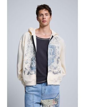 Desigual Felpa Stampata, Uomo, Cotone, Bianco - Blu