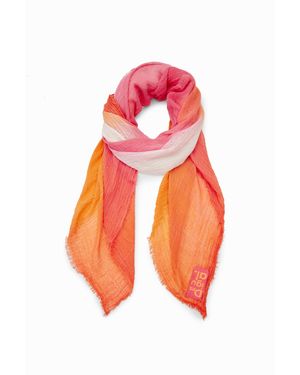 Desigual Foulard Rectangulaire Tie And Dye Dégradé - Orange