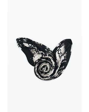 Desigual Foulard Rettangolare Con Lettere, Donna, Viscosa, Bianco - Nero