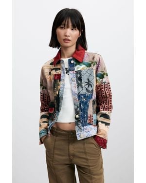 Desigual Giacca Regular Patchwork - Rosso