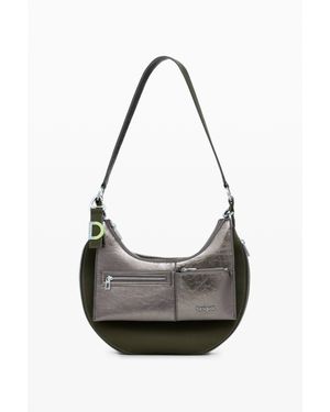 Desigual Sac Convertible Métallisé Moyen - Noir