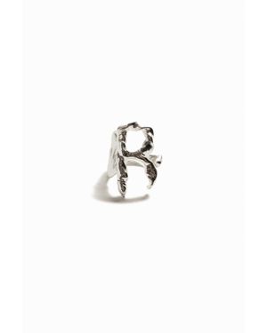 Desigual Anello Lettera R Placcato Argento Zalio, Nero
