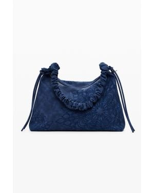 Desigual Sac À Bandoulière Moyen Avec Reliefs Mandalas - Bleu