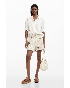 Desigual Pantaloncini Fluidi, Donna, Bianco - Neutro