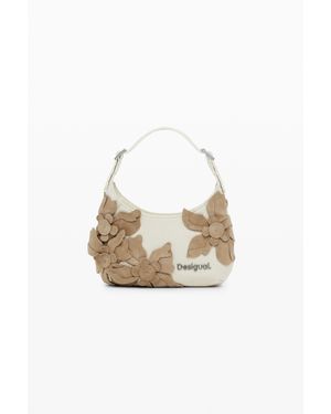 Desigual Petit Sac À Fleurs Appliquées, Femme, Blanc