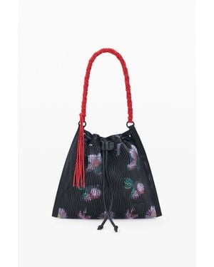 Desigual Sac À Dos Moyen À Texture Florale, Femme, Polyuréthane, Noir - Blanc