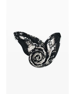 Desigual Foulards Lettere Rettangolare, Viscosa, Bianco - Nero