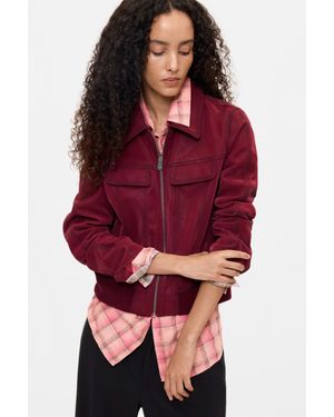 Desigual Giacca Effetto Pelle, Donna, Poliuretano, Rosso