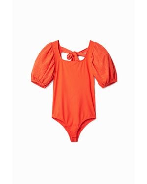 Desigual Body Maniche Sbuffo, Arancione - Rosso